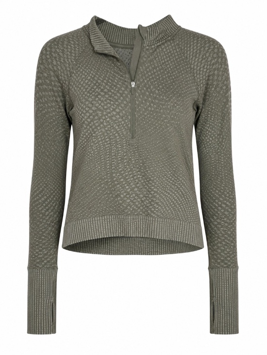 lululemon athletica Tops - Lululemon Rest Less 1/2 Zip Pullover Sage Green Seamless Knit Size 8 Crop